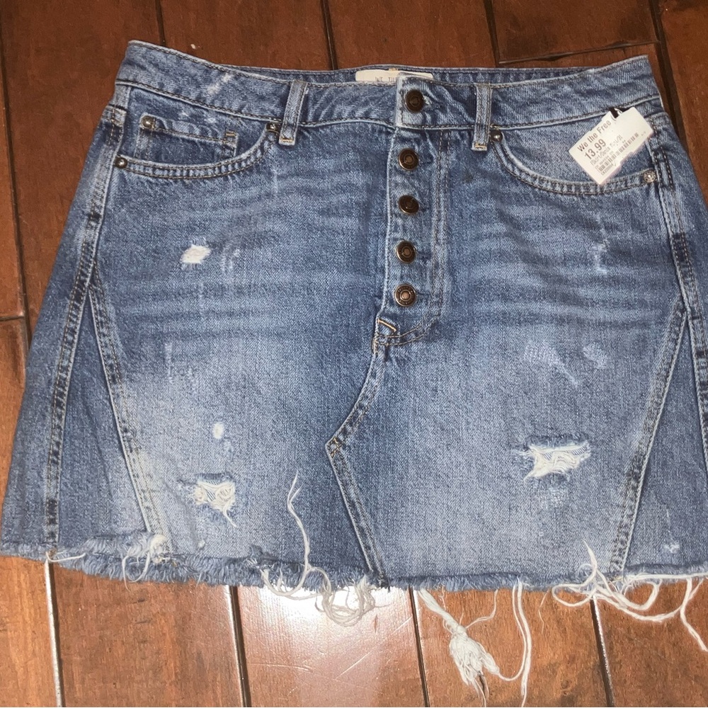 Free People Blue A-Line Mini Skirt